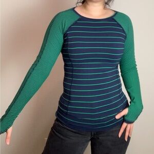Lululemon Striped Long Sleeve Workout Top Size Medium